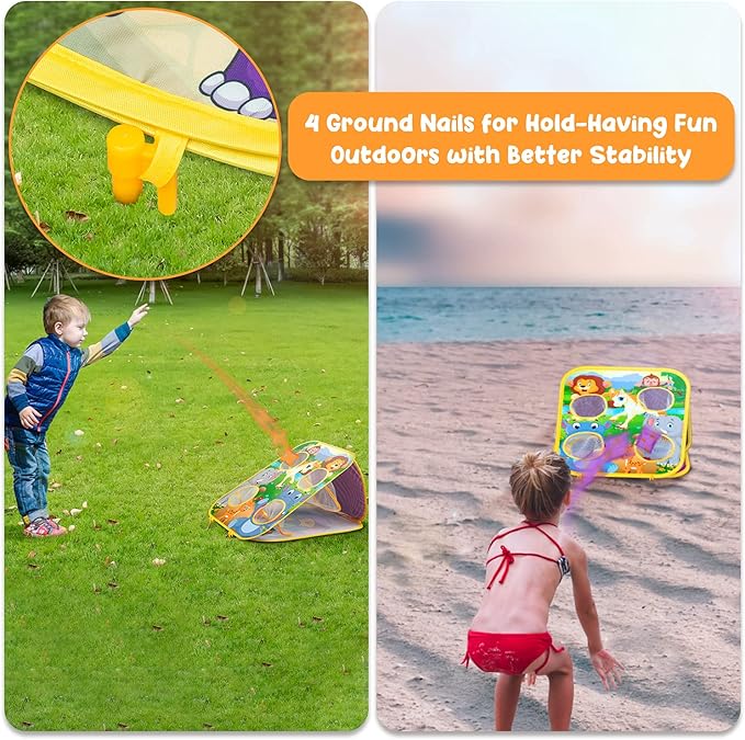 Bean Bag Toss Game for Kids - Cornhole Board Outdoor Toys for Toddlers -Party Activities Carnival Outside Yard Backyard Beach Lawn Games Toy for Kid Boys Girls Age 3 4 5 6 7 8 Year Old Birthday Gifts