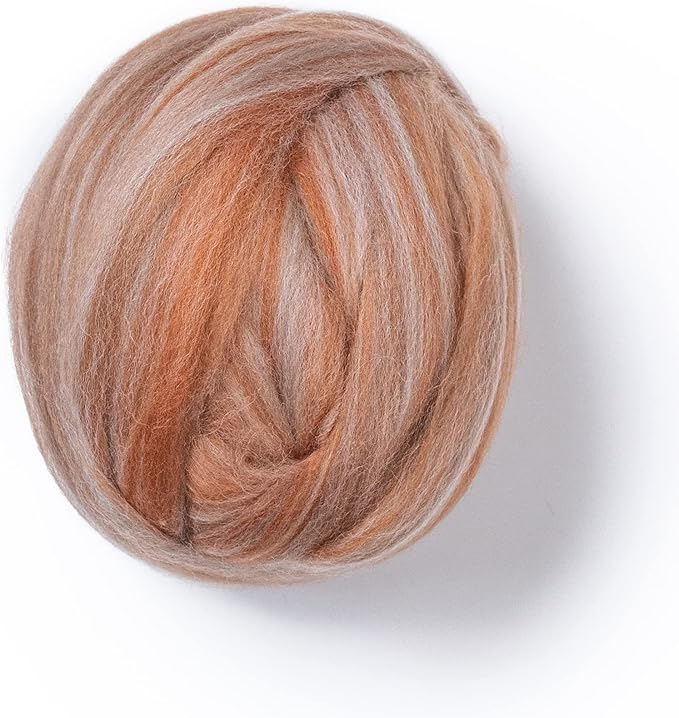 Kondoos multi Colored Natural Wool roving, 1 lb. Best Wool for Needle Felting, Wet Felting, handcrafts and Spinning. (Pebble, 1lb)
