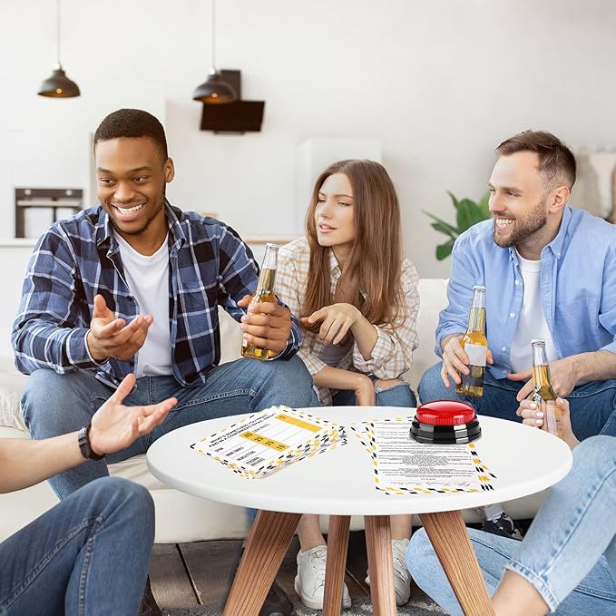 Office Party Friendly Feud Game with 2 Answer Buzzers, Team Building Feud Cards for Family Game Night Fun Trivia Quiz for Work Staff Coworkers Groups