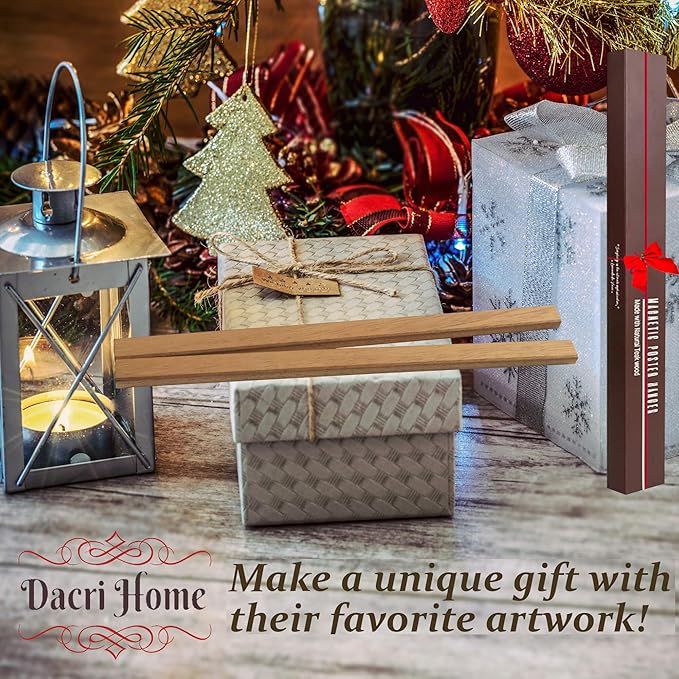 DACRI HOME 48" Sturdy Magnetic Poster Hanger Frame - Teak Wood Poster Frame 48x36 48x24 48x32, Strong Magnets for Easy Hanging Map Picture Canvas Print Scroll Wall Art (48 Inch, Black)