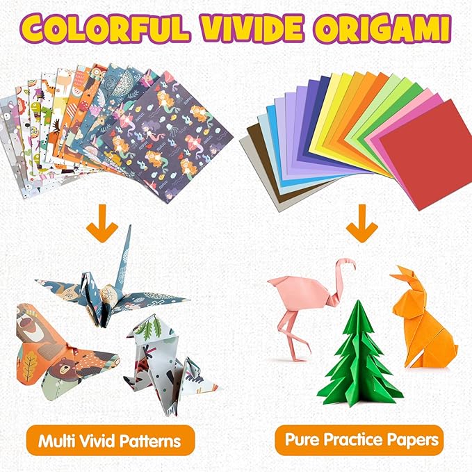 Pigipigi Kids Craft Origami Paper Kit for Kids Ages 5-8 8-12, with Guiding Book, 160 Sheets DIY Art and Crafts Supplies, Colorful Folding Papers Set Projects Gifts Activity for Boy Girl Toy(Forest)