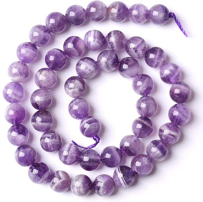 Natural Purple Dream Lace Amethysts Beads Crystal Round Loose Beads for Jewelry Making 12mm 32pcs 1 Strand 15" (Purple Dream Lace Amethysts, 12mm)