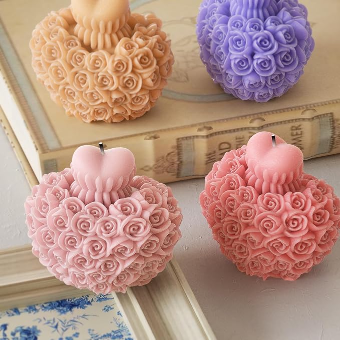 Rose Flower Heart Peony Resin Casting - Resin Casting Silicone Molds for Home Decor & Candle Making Wave Spiral Mold