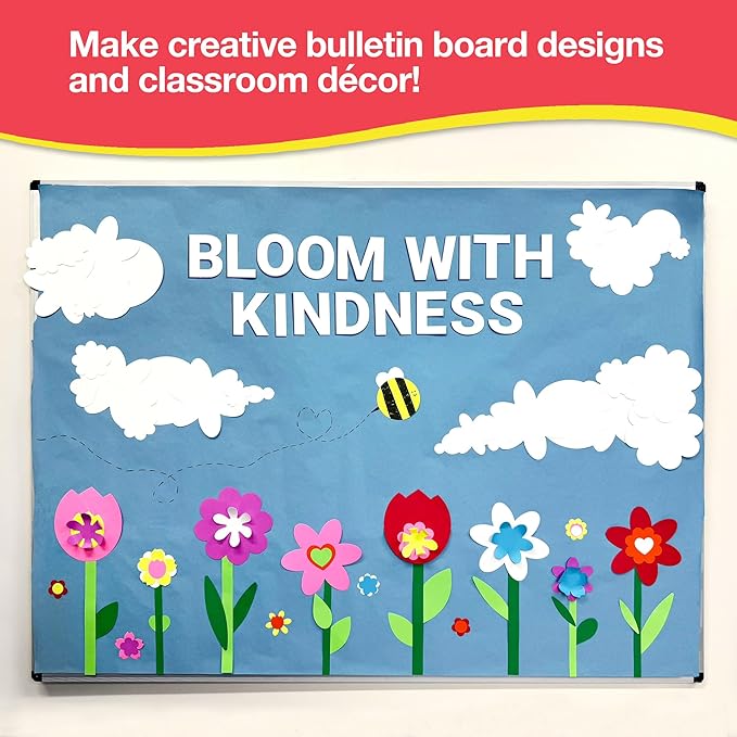 FreshCut Crafts: 280 Pieces of DIY Flower Cutouts with IDEA Guide - 2-Sided Punch Out Tulips, Daisies, Daffodils, Flowers Ideal for Spring Craft Projects, and Mother's Day DIY Gift Craft