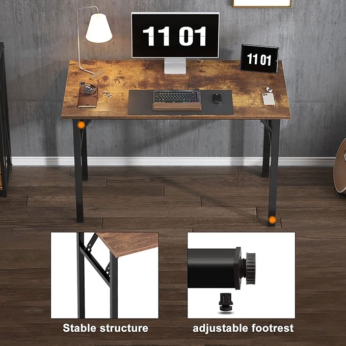 Need 47 inches Computer Desk Office Desk Folding Table with BIFMA Certification Computer Table Workstation, Rustic Brown AC5FB-120