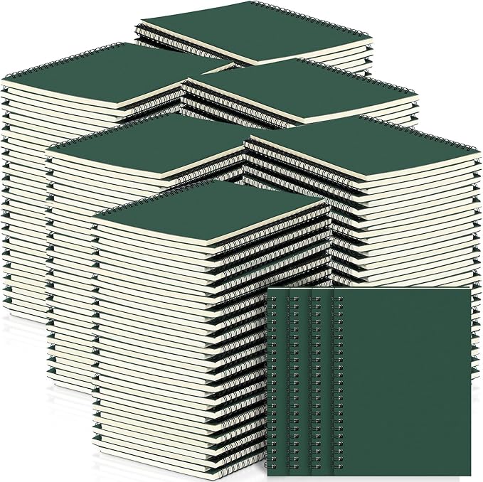 Yahenda 108 Pcs Spiral Notebook Bulk A5 Journal Lined 8.3'' x 5.5'' Writing Composition Paper Small Notepad Subject Notebook for Students Office Business Back to School Supplies (Deep Green)