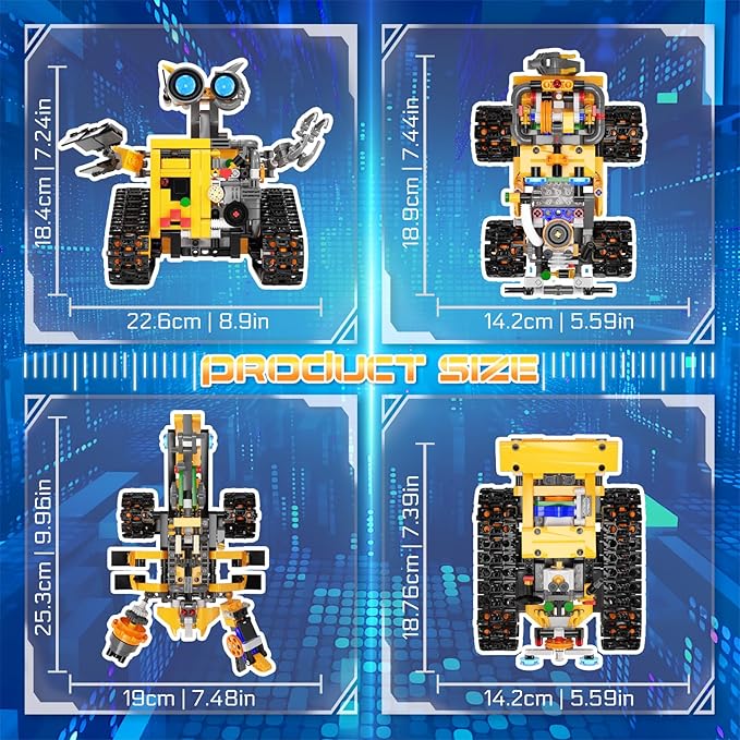 Robot Building Kit for Kids and Adults, 4-in-1 Rechargeable RC Robotics Kit with Remote & App Control, STEM Coding Toys & Science Projects, Birthday Gifts for Boys Ages 8-12+ (588 Pcs)