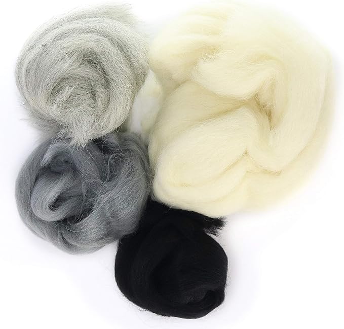 Woolbuddy Needle Felting Wool, Natural Handmade Wool Roving, 6 Vibrant Colors with Instructions (Wool Winter)