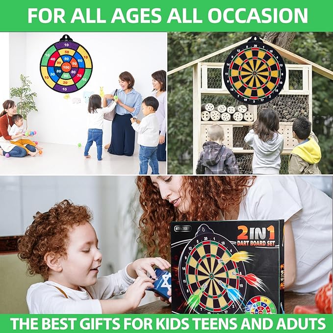 Magnetic Dart Board for Kids-12Magnetic Dart/Sticky Balls Or 2 Toy Gun+40 Foam Dart.Indoor/Outdoor Kids Games and Party Games,Christmas Birthday Gifts Toys for 3-12 Year Old Boys