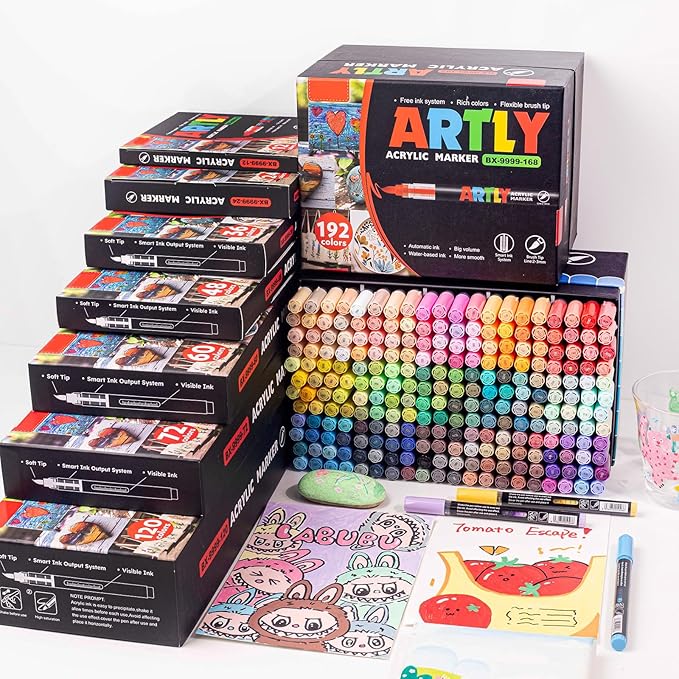 Acrylic Paint Markers, Acrylic Paint Pens, Fabric Markers for Textile, Rock, Glass, Wood, Paper, Ceramic, Canvas DIY Art Supplies Kit for Kids and Adults (36)