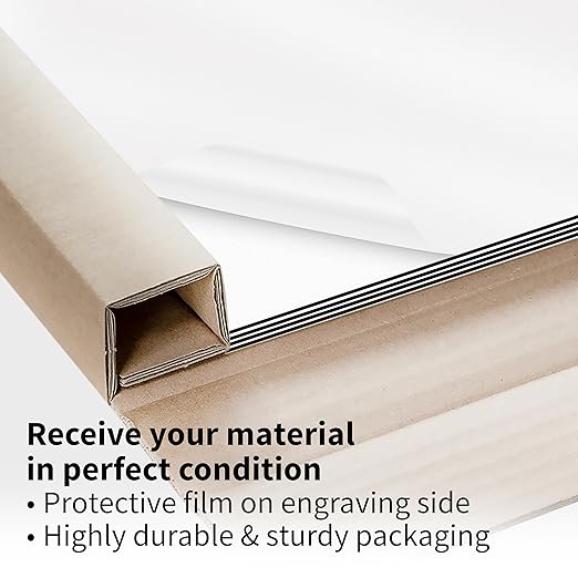 Trotec TroLase | 12"x24"x1/16", 4 Pcs | White/Black | 2 Ply | Modified Acrylic | Laser Engraving Double Color Plastic Sheet | Engraving Blanks for Laser, Saw, Guillotine | Made in USA