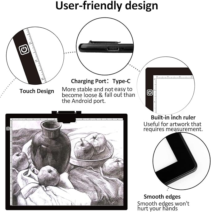 Diamond Painting Light Pad A3, LED Light Box Tracer w/Magnetic Clip & Pen Holder, 3 Level Brightness USB Power Dimmable Brightness Artcraft Tracing Light Pad for Drawing Sketching Diamond Painting