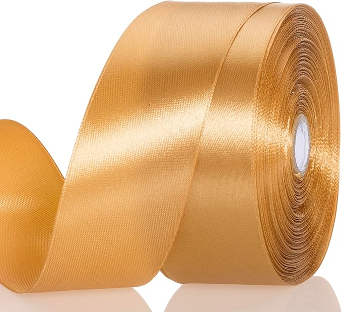 1 1/2 Copper Solid Satin Ribbon, 50 Yards Craft Fabric Ribbon for Gift Wrapping Floral Bouquets Wedding Party Decoration