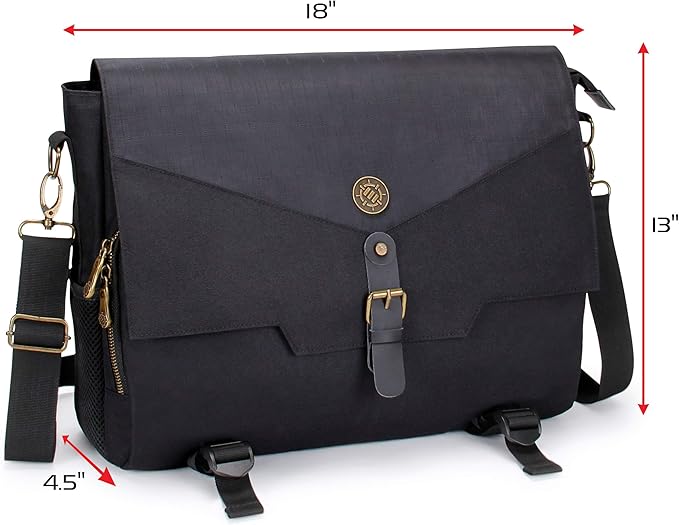 ENHANCE Tabletop RPG Player's Essentials DND Bag - Dungeons and Dragons Messenger Bag Fits Player's Handbook, Binders, Dice & Accessories with 17 inch Laptop Compartment and Battlemap Carrying Straps