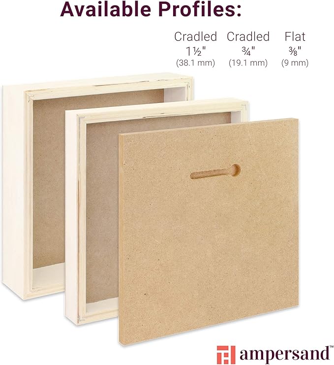 Ampersand Art Supply Wood Gesso Art Painting Panel: Canvas Texture, 1.5 Inch Cradle, 18" x 24"