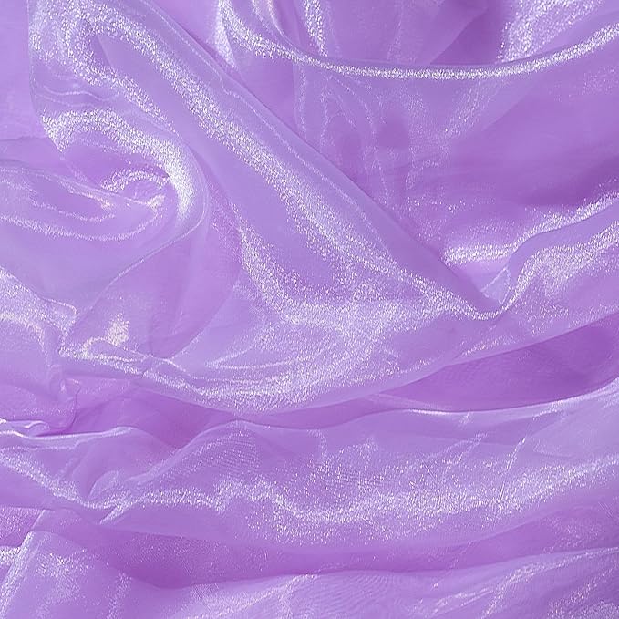 Fynite Sheer Organza Fabric | 2 Yards Long | 44" Wide | Bridal Solid Sheer Organza Bolt for Wedding Dress Fashion Craft Decorations Silky Shiny Sheer Organza - Lavender