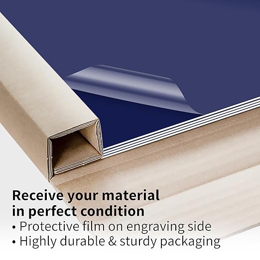 Trotec TroLase | 12"x24"x1/16", 4 Pcs | Blueberry/White | 2 Ply | Modified Acrylic | Laser Engraving Double Color Plastic Sheet | Engraving Blanks for Laser, Saw, Guillotine | Made in USA
