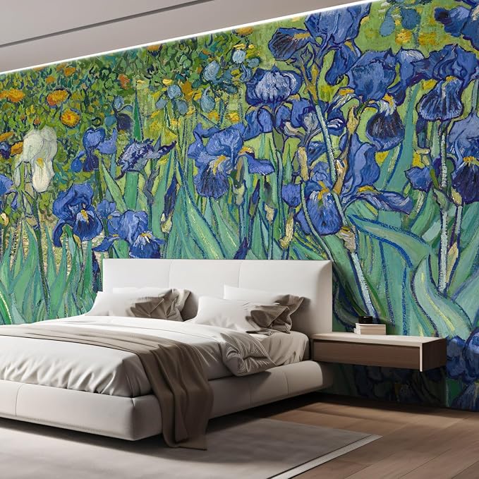 wall26 Irises by Vincent Van Gogh Dutch Impressionism 20th Century Artist Peel and Stick Large Wall Mural, Removable Wallpaper, Home Decor - 132x120 inches