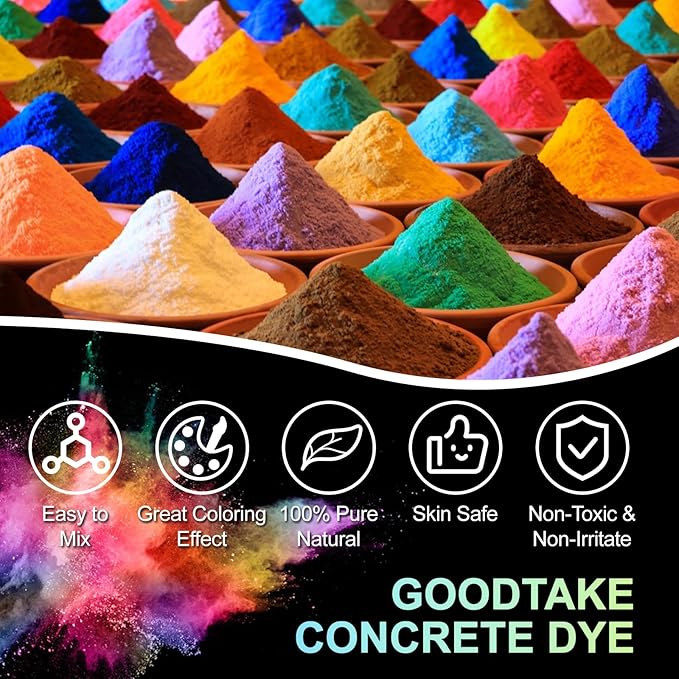 GOODTAKE Concrete Pigment, Orange Iron Oxide Pigment Powder, Cement Color Pigment Concrete Dye Color Pigment for Cement Mortar Grout Pastel Tile Paint (Orange, 16 oz)
