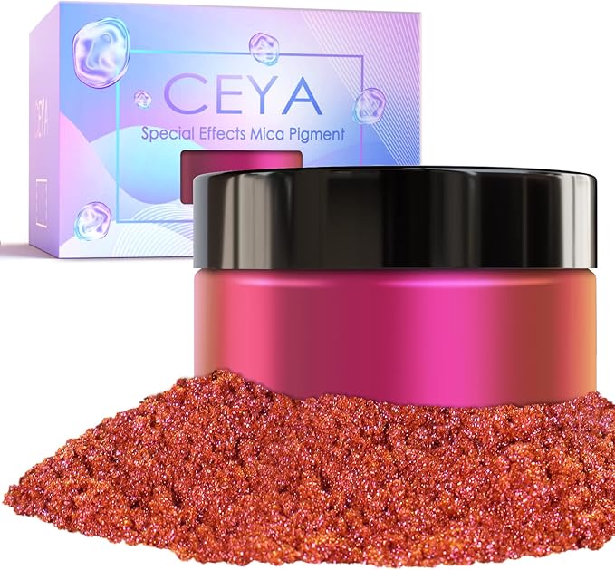 Ceya Chameleon Mica Powder, 1.8oz/ 50g Burning Love Chrome Nail Powder, Cosmetic Grade Pearlescent Effect Color Shift Pigment for Epoxy Resin, Makeup, Nail Polish, Soap Candle Making, Slime