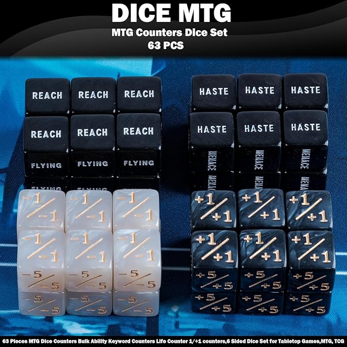 48 Pieces MTG Dice Counters Bulk Ability Keyword Counters Life Counter 1/+1 counters,6 Sided Dice Set for Tabletop Games,MTG, TCG, Card Games Accessories (48 Pieces)