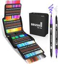 nauets 100 Colors Brush & Fine Dual Tip Watercolor Markers Set for Kids Adults Coloring Books No Bleeding Paint Pens For Drawing Note taking Planner Calligraphy Journaling Card Making Art Supplies