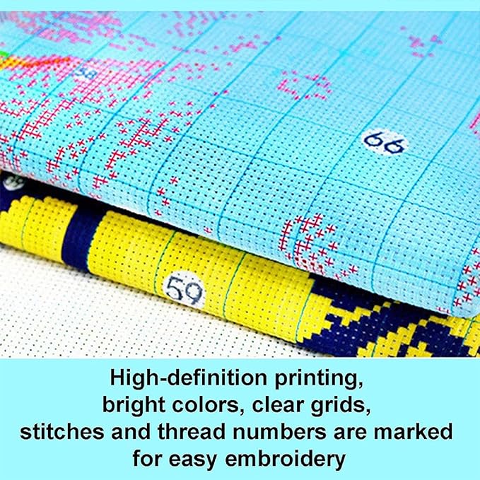 Foxdiviy Stamped Cross Stitch Kits Full Range of Embroidery Needlework Starter Kits for Beginners Adults 11CT Embroidery Patterns Art Crafts DIY Needlepoint Kits-Underwater World 16x20 inch