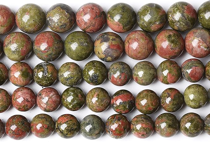 32pcs 12mm Natural Unakite Gemstone Beads Round Loose Beads for Jewelry Making DIY Bracelet Necklace