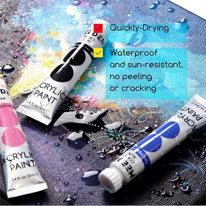 MEEDEN Beginners Acrylic Paint Set: 24 Colors 12ml/0.41 fl oz Heavy Body Art Craft Paints - Non-Toxic Rich Pigment Hobbists Halloween Pumpkin Painting for Kids Adults on Canvas Wood Fabric
