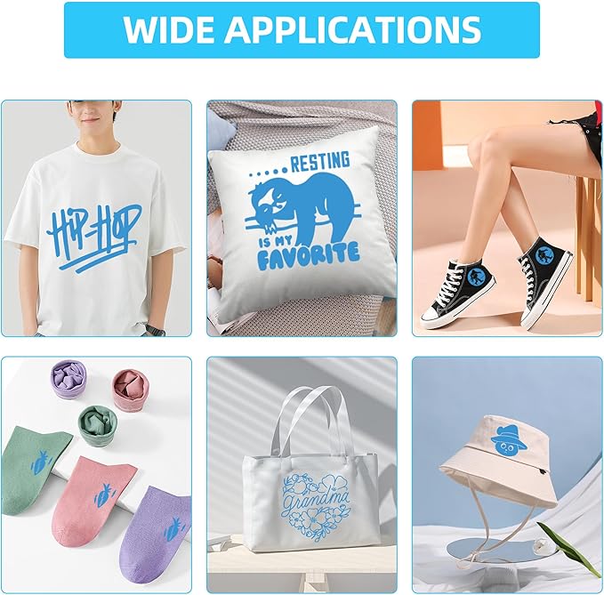 Guangyintong Sky Blue HTV Heat Transfer Vinyl Rolls, 12" X 100ft Iron on Vinyl PVC Adhesive for T-Shirt, Easy to Cut & Weed for DIY Design