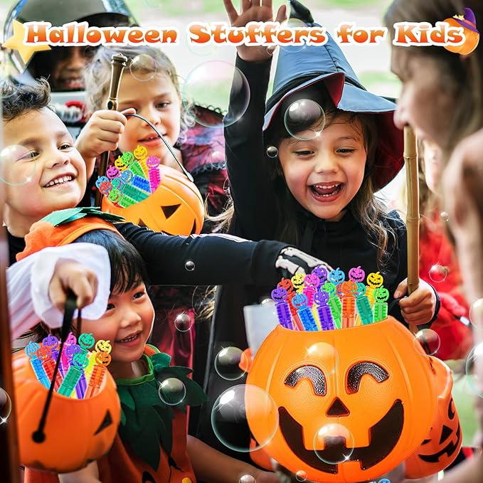 80 Piece Halloween Party Favor Bubbles, Halloween Bubble Wands Bulk for Kids Party Favor Supplies, Trick or Treat Goodie Bags, School Classroom Game Rewards, Halloween Miniatures