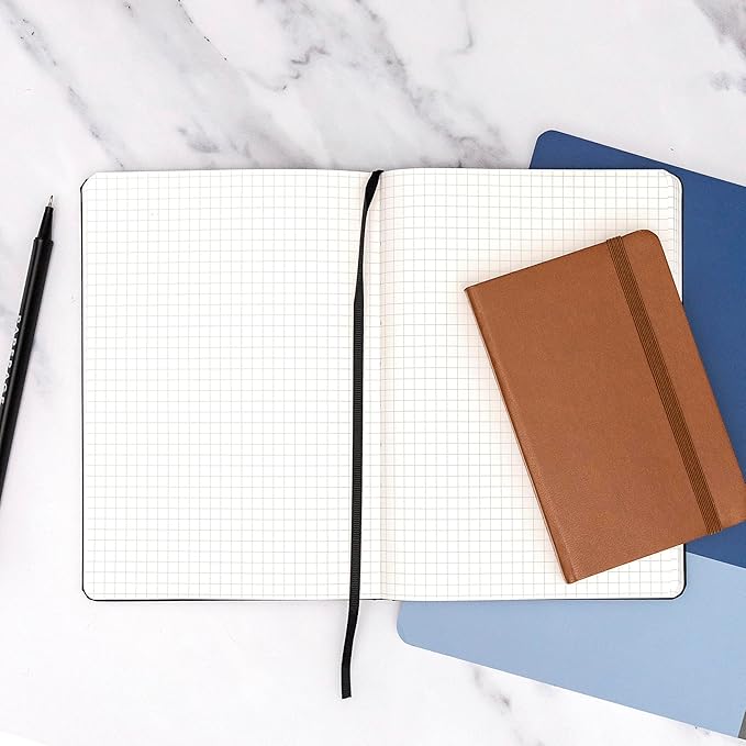 PAPERAGE Graph Paper Spiral Notebook & Journal, (Olive Green), 160 Pages, Medium 5.5 inches x 8 inches - 100 GSM Thick Graphing Paper, Hardcover, Double-Wire Grid Spiral Notebook