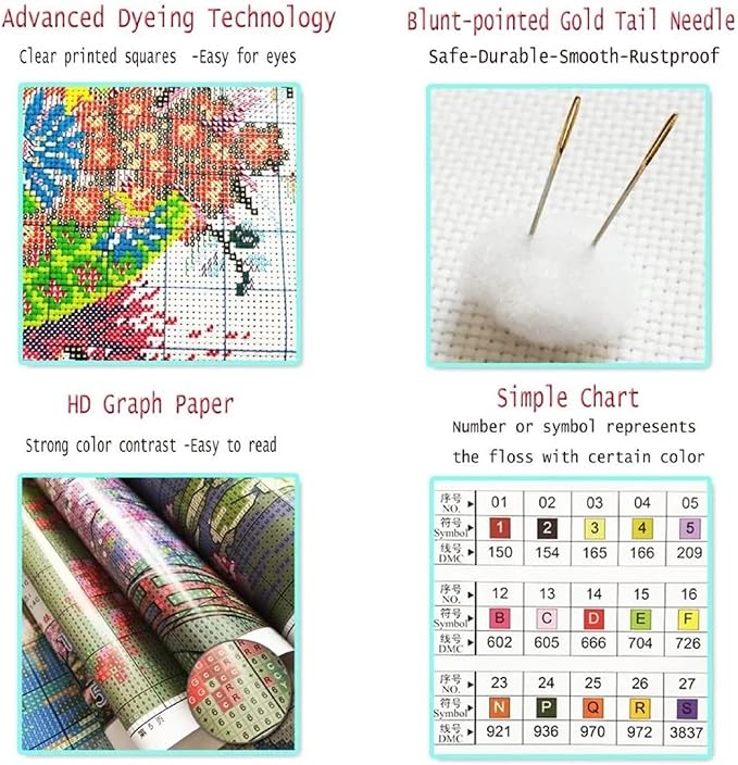 Hopeart Stamped Cross Stitch Kits for Beginner Embroidery Kits for Beginners Adults DIY 11CT Cross Stitch Patterns Needlepoint Kits Crossstitching Kits-Snow Mountain Moon 16x20 inch