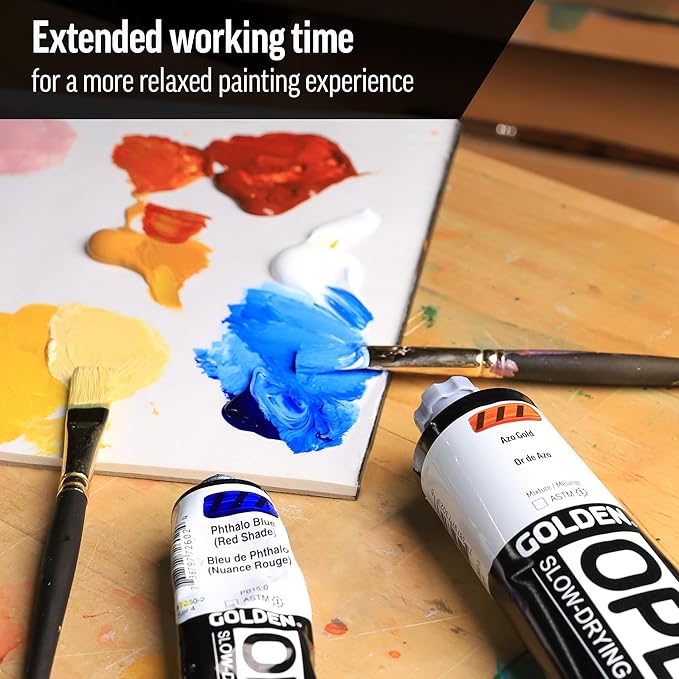 OPEN Slow-Drying Acrylics by GOLDEN, Prussian Blue Hue, 2 fl oz. tube, Professional Acrylic Paint, Semi-Transparent