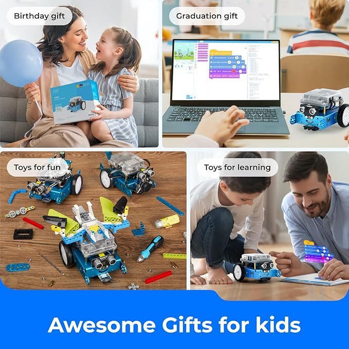 Makeblock mBot Robot Kit, Robotics for Kids Ages 8-12 Learn to Code with Scratch & Arduino, STEM Toys Science Kits for Kids Age 8-12 Boys and Girls Age 8+