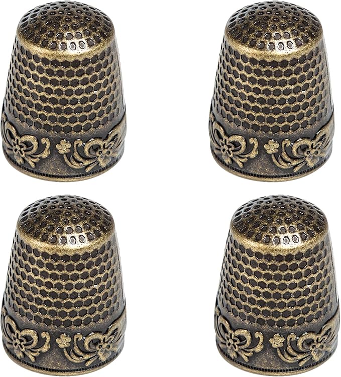 J.CARP 4Pcs Sewing Thimble, Copper Color Sewing Thimble Finger Protector, Finger Shield Fingertip Thimble Sewing Quilting Craft, Accessories DIY Sewing Tools