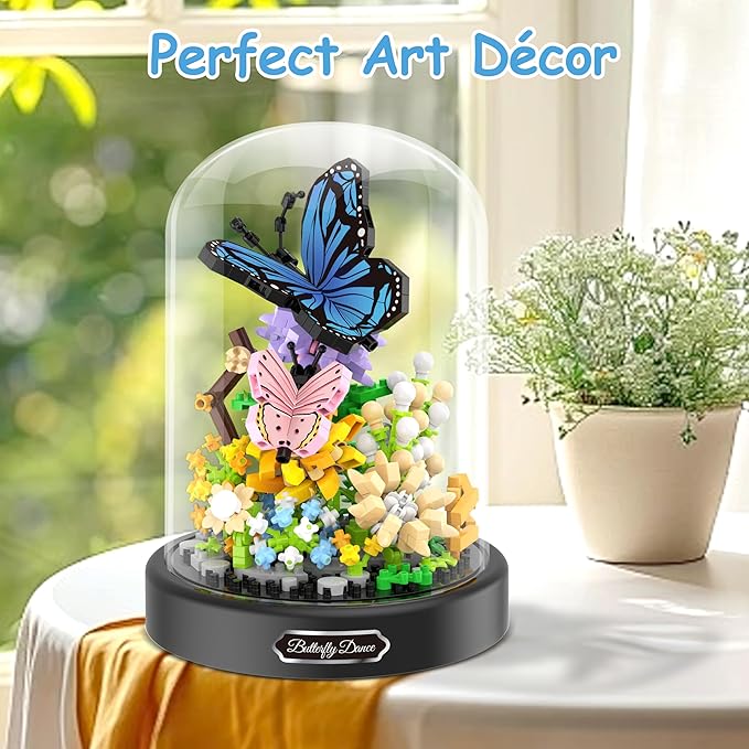 Flower Bouquet Building Kit, 530 Pcs Butterfly and Flowers Mini Bricks Building Blocks Sets, Valentines Day Gifts for Her Him Valentine's Day Gifts for Her Mom Women Girlfriends(Butterfly)