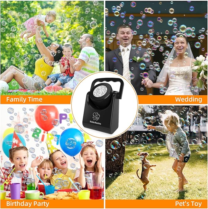 Bubble Machine for Kids Toddlers,Automatic Bubble Blower,Portable Adjustable Angle Bubble Maker,Bubbles Toy for 3 4 5 6 7 Year Old Boy Girl,Outdoor Party Birthday Easter Baskets Stuffers Gifts
