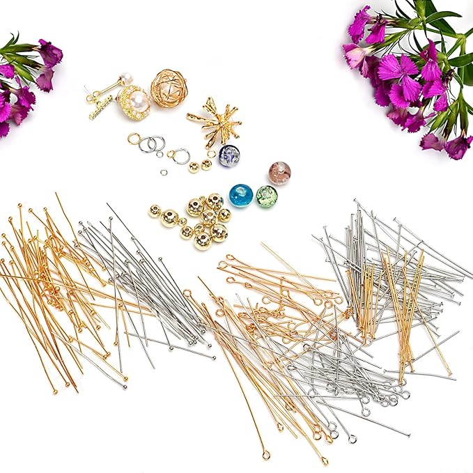100pcs 18K Gold Filled Flat Head Pins Non Tarnish Craft Earring Bracelet Jewelry Making Accessories Supplies (70mm (2.75in), Gold-Flat Head Pin)