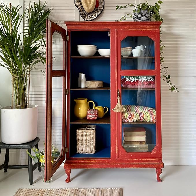 Dixie Belle Paint Company Chalk Finish Furniture Paint - Barn Red (8oz) - Matte Deep Red Chic Chalk Mineral DIY Furniture Paint
