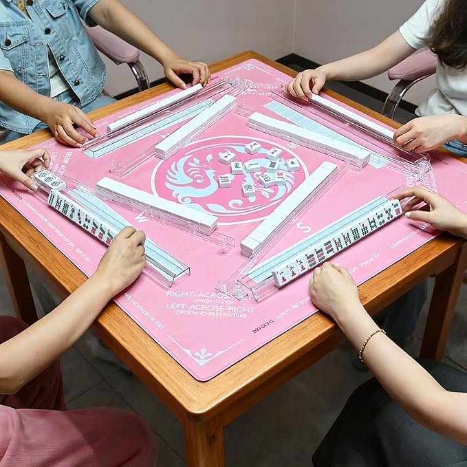 Mahjong Racks with Pushers Set of 4, Plastic American Mahjong Tile Racks Transparent, Mah Jongg Accessories Gifts for Mj Enthusiast