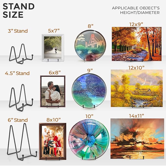TR-LIFE Plate Stands for Display - 6 Inch Stand + Metal Frame holder stand Picture, Decorative Plate, Book, Photo Easel (2 Pack)