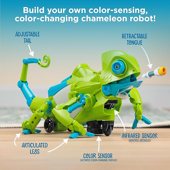 Thames & Kosmos My Robotic Pet: Coding Chameleon STEM Building & Experiment Kit | Color-Sensing Coding Robot for Boys & Girls Ages 8+, Screen-Free Educational Fun, Robotic Reptile with 3 Play Modes