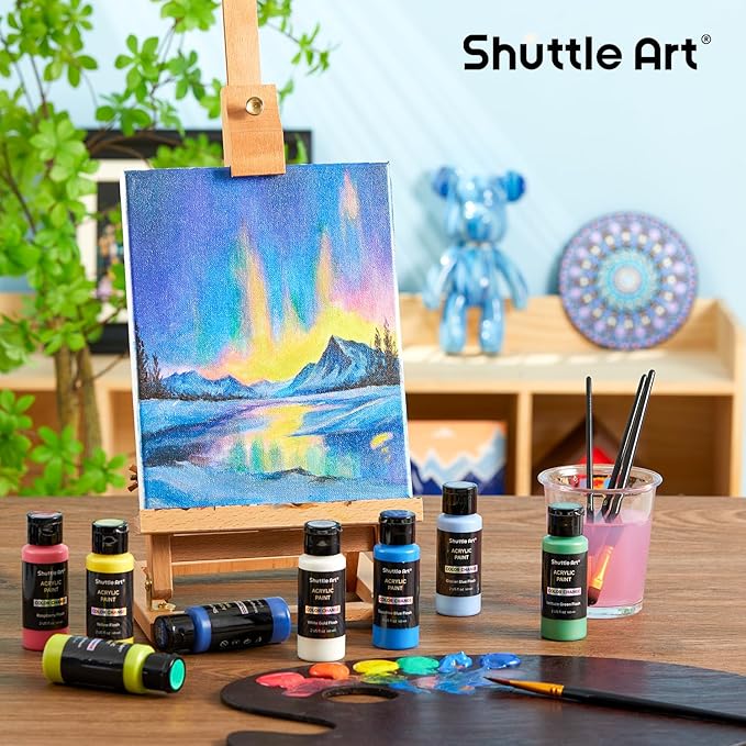 Shuttle Art Color Change Acrylic Paint, 20 Chameleon Colors Acrylic Paint, 60ml/2oz Bottles, Iridescent Colors for Artists, Beginners, Kids Painting & Crafting on Canvas, Rocks, Wood, Fabric, Ceramic