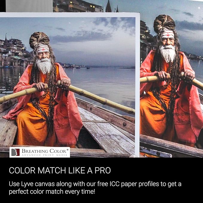 Premium Lyve Matte Canvas Paper Perfect For Use on Professional Makes and Models of Epson, Canon and HP printers preferred by Professionals. 19 mil textured Canvas offered in a 54 inch by 40 ft roll