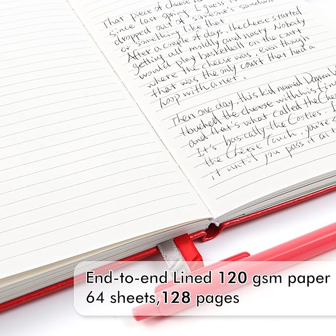 feela 24 Pack Journal Notebook for Work, Business Notebook Bulk Hardcover Lined Writing Journal with Pen Holder for Men Women Note Taking, with 24 Black Pens, 120 GSM, 5.1”x8.3”, A5, Red
