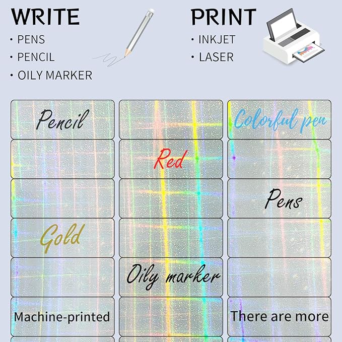 STARLIBOO 1" x 2-5/8" Address Labels- Holographic Color Stickers for Laser/Ink Jet Printer mailing Labels 8.5"×11"- Holographic Silver/ 30 per Sheet