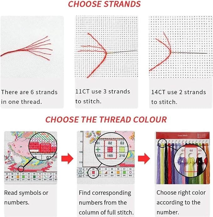 Dimensean Stamped Cross Stitch Kits Full Range of Embroidery Patterns Starter Kits for Beginners Adult or Kids DIY Cross Stitches Needlepoint Kits 11CT-Fox Flower 15.7x19.7 inch