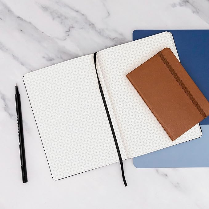 PAPERAGE Graph Paper Journal Notebook, (Burgundy), 160 Pages, Medium 5.6 in x 8 in - 100 GSM Thick Paper – Hardcover Grid Notebook for Work or School