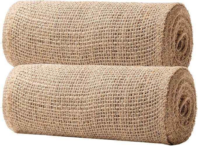 8 Inch Natural Burlap Fabric Roll 10 Yards, Jute Ribbon for DIY Gift Wrapping, Craft Projects, Wedding, Christmas, Home Decoration (20 cm, 8 in)